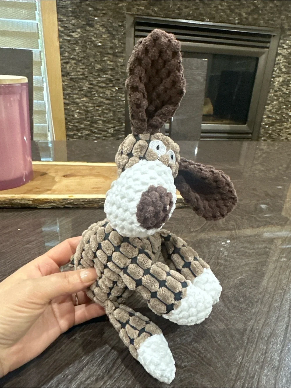 Plush Textured Brown & White Donkey Toy